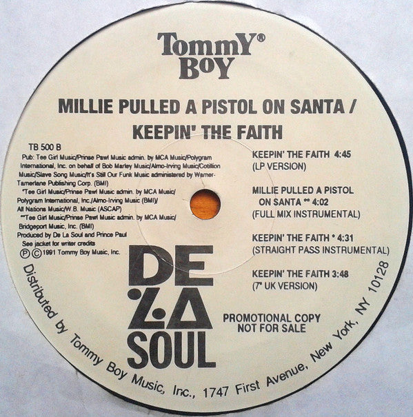 De La Soul : Millie Pulled A Pistol On Santa / Keepin' The Faith (12",33 ⅓ RPM,Promo)