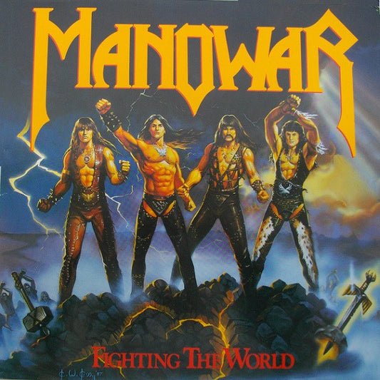 Manowar : Fighting The World (LP,Album,Stereo)