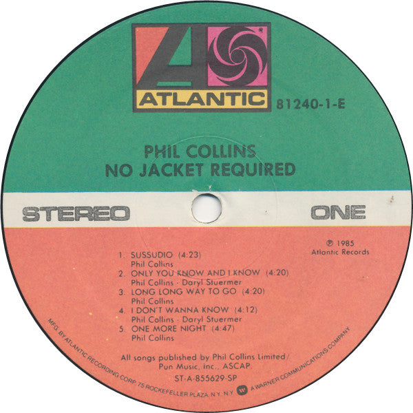 Phil Collins : No Jacket Required (LP,Album,Stereo)