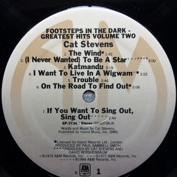 Cat Stevens : Footsteps In The Dark - Greatest Hits Volume Two (LP,Compilation,Stereo)
