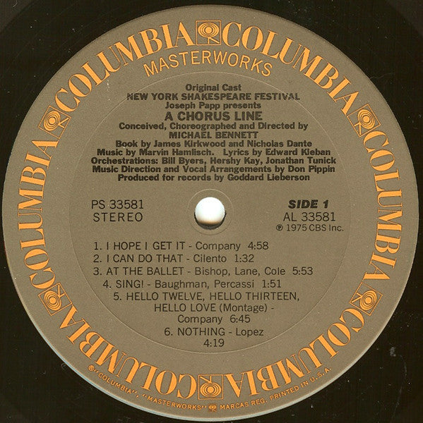 "A Chorus Line" Original Broadway Cast : A Chorus Line - Original Cast Recording (LP,Album)