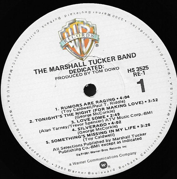 Marshall Tucker Band, The : Dedicated (LP,Album)
