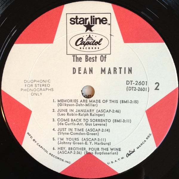 Dean Martin : The Best Of Dean Martin (LP,Album,Compilation,Stereo)