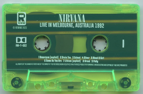 Nirvana : Live In Melbourne, Australia  1992 (Album,Numbered,Unofficial Release)
