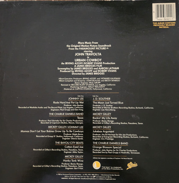 Various : Urban Cowboy II (More Music From The Original Motion Picture Soundtrack) (LP,Album,Compilation,Stereo)
