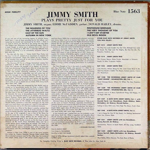 Jimmy Smith : Plays Pretty Just For You (LP,Album,Mono)