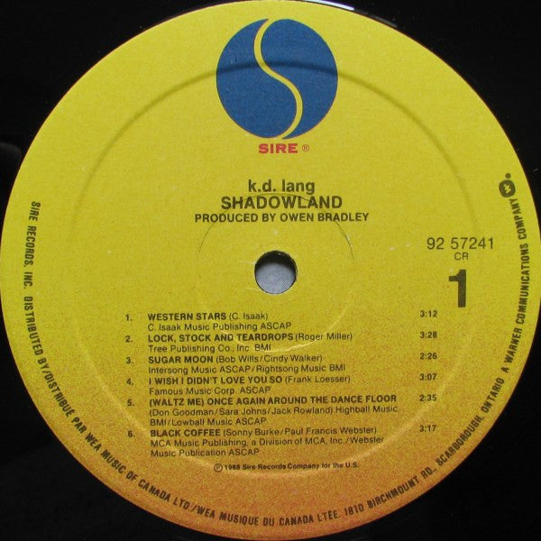k.d. lang : Shadowland (LP,Album)