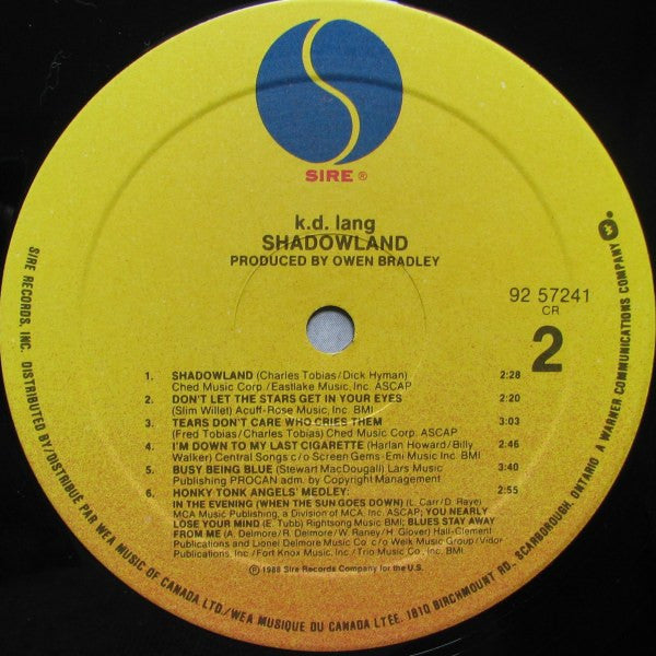 k.d. lang : Shadowland (LP,Album)