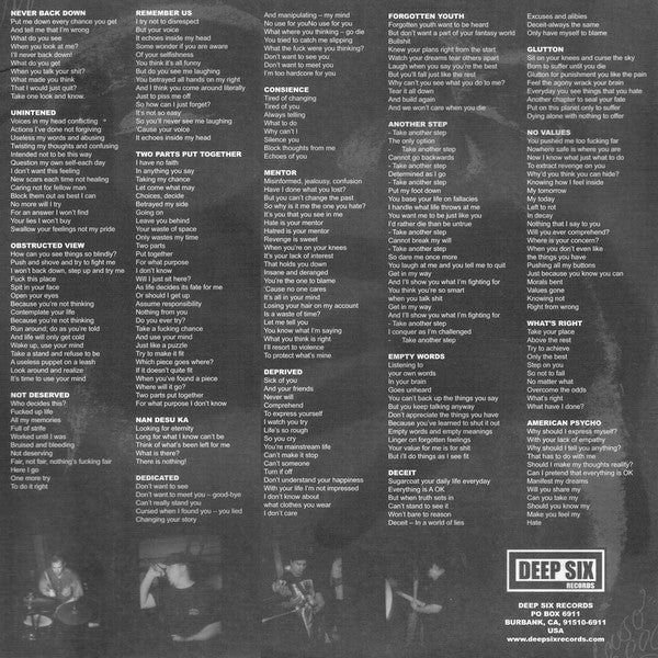 Lack Of Interest : Never Back Down (12",45 RPM,Album)