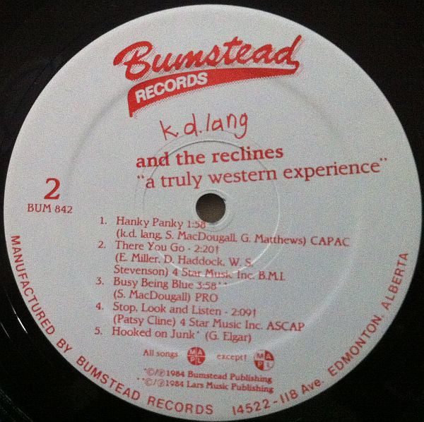 k.d. lang and the reclines : A Truly Western Experience (LP,Album)