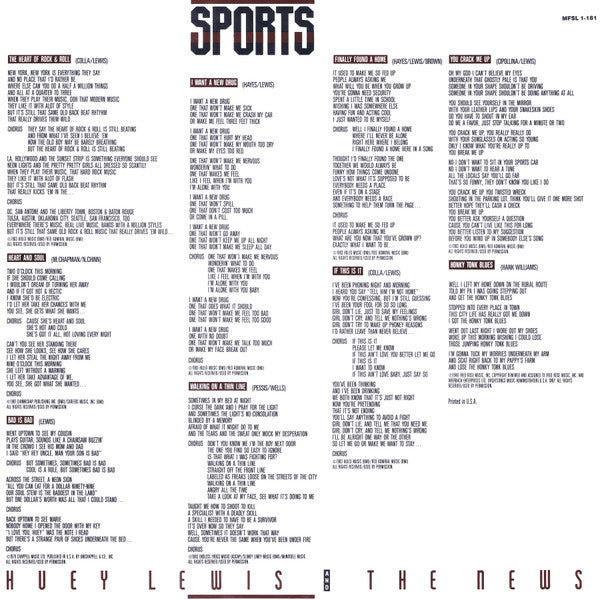 Huey Lewis & The News : Sports (LP,Album,Limited Edition,Remastered,Reissue)