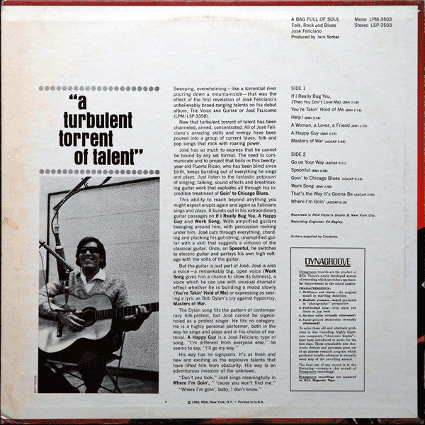 José Feliciano : A Bag Full Of Soul (LP,Album,Stereo)