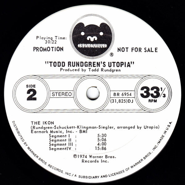 Utopia (5) : Todd Rundgren's Utopia (LP,Album,Promo)