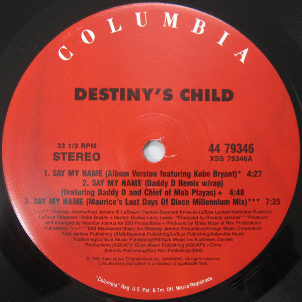 Destiny's Child : Say My Name (12",33 ⅓ RPM,Single,Stereo)