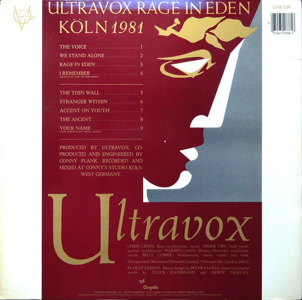 Ultravox : Rage In Eden (LP,Album)
