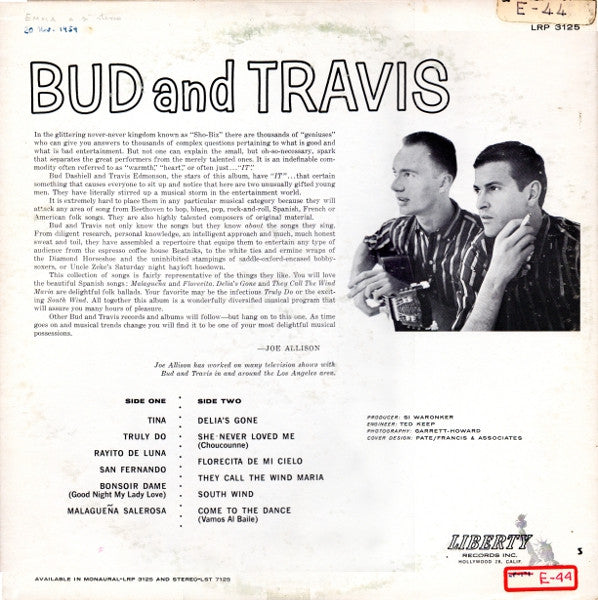 Bud And Travis : Bud And Travis (LP,Mono)