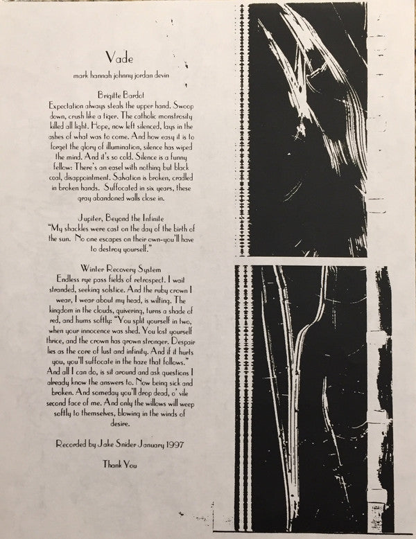 Jough Dawn Baker / Vade : Split Twelve Inch (LP,Numbered)