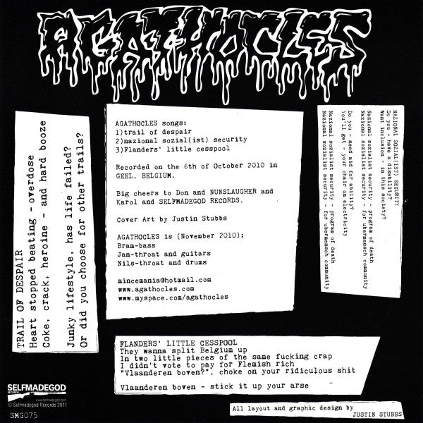 Agathocles / Nunslaughter : Trail Of Despair / Nunslaughter (7",EP,Limited Edition)