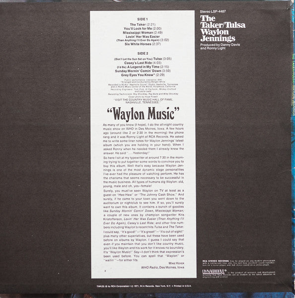 Waylon Jennings : The Taker / Tulsa (LP,Album)