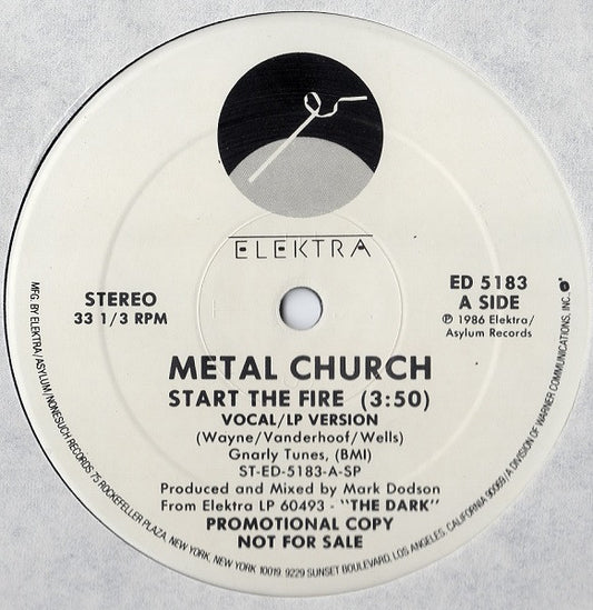 Metal Church : Start The Fire (12",Promo,33 ⅓ RPM)