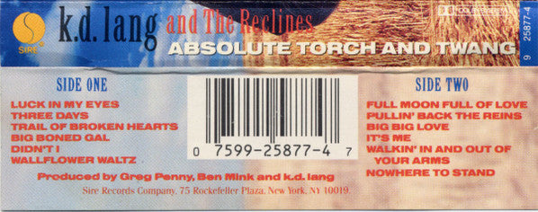 k.d. lang And The Reclines : Absolute Torch And Twang (Album)