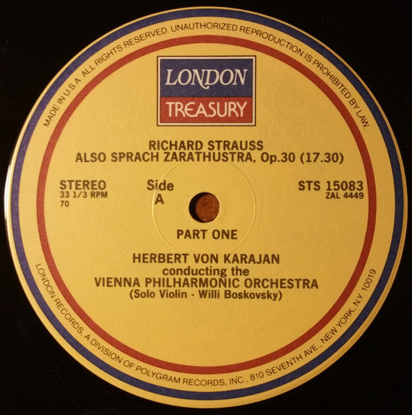 Richard Strauss - Herbert von Karajan Conducting Wiener Philharmoniker : Also Sprach Zarathustra (LP,Album,Reissue,Repress,Stereo)
