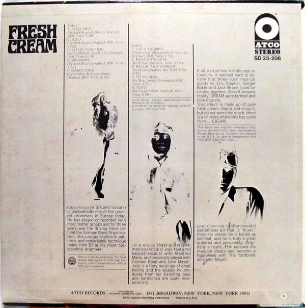 Cream (2) : Fresh Cream (LP,Album,Stereo)