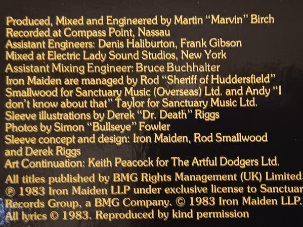 Iron Maiden : Piece of Mind (LP,Album,Reissue)