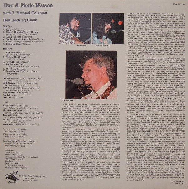 Doc & Merle Watson With T. Michael Coleman : Red Rocking Chair (LP,Album)