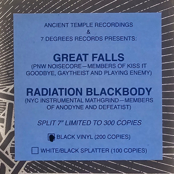 Great Falls / / Radiation Blackbody : Great Falls / / Radiation Blackbody (7",45 RPM,Limited Edition,Numbered)