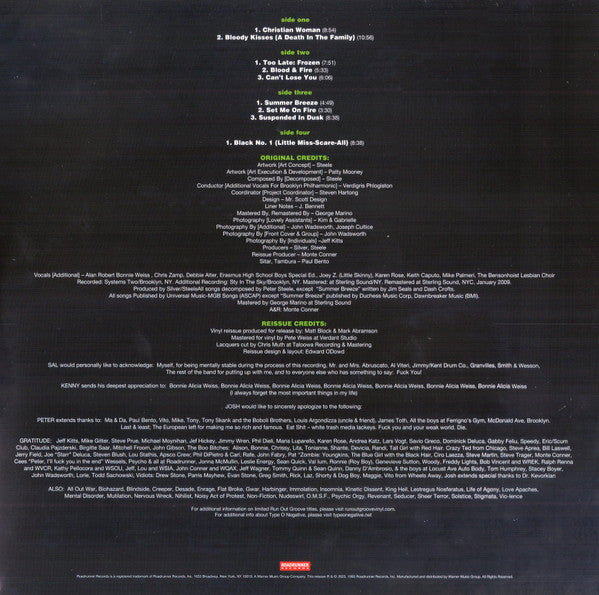 Type O Negative : Bloody Kisses (LP,Album,Reissue,Remastered,Stereo)