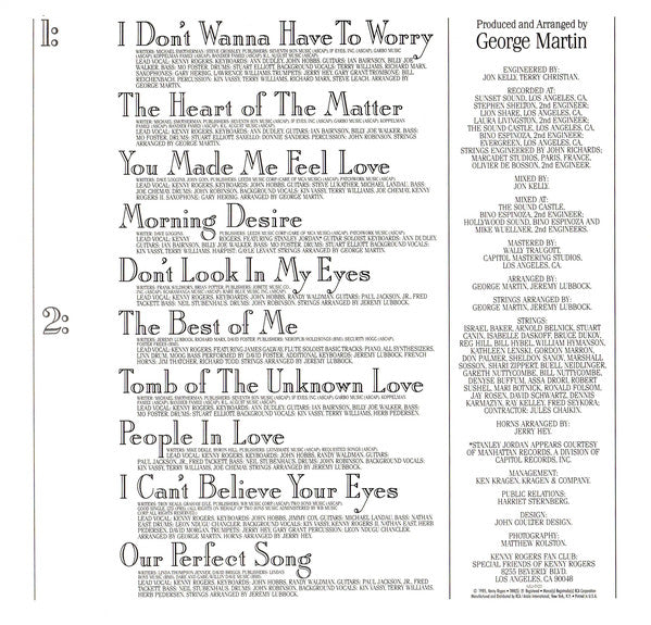 Kenny Rogers : The Heart Of The Matter (LP,Album,Stereo)