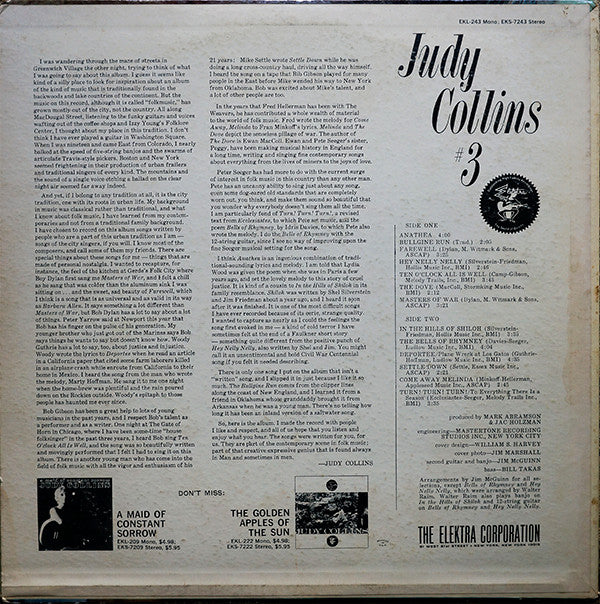 Judy Collins : Judy Collins #3 (LP,Album,Mono)