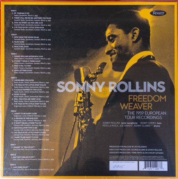 Sonny Rollins : Freedom Weaver The 1959 European Tour Recordings (Record Store Day,Limited Edition,Numbered)