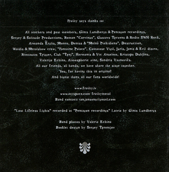 Frailty : Lost Lifeless Lights (Album)