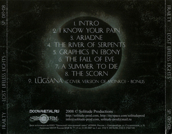 Frailty : Lost Lifeless Lights (Album)