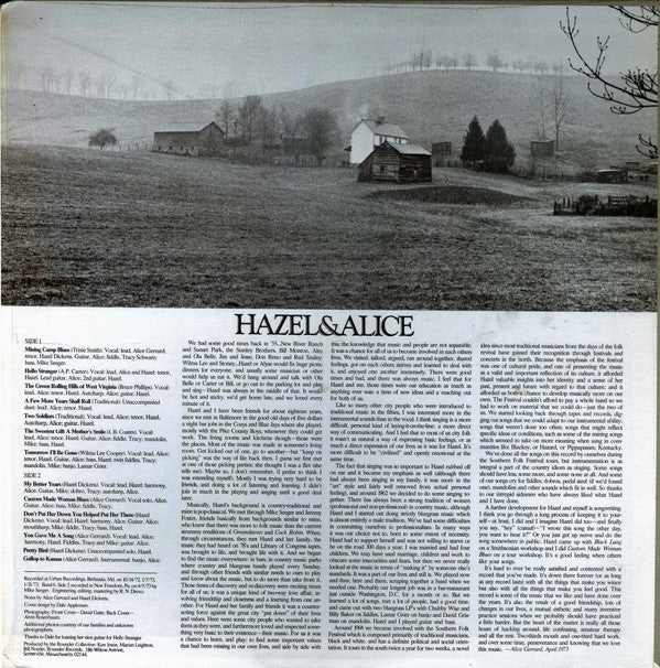 Hazel Dickens And Alice Gerrard : Hazel & Alice (LP,Album)