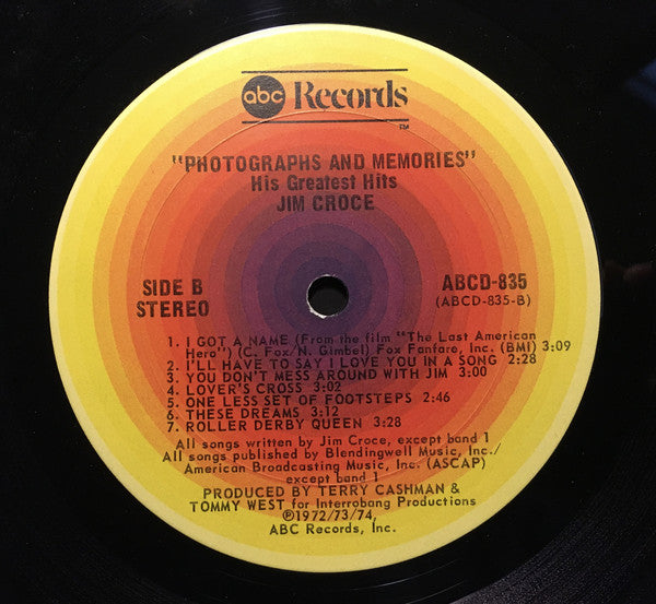 Jim Croce : Photographs & Memories (His Greatest Hits) (LP,Compilation)