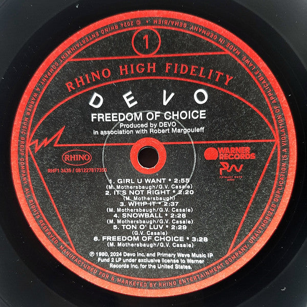 Devo : Freedom Of Choice (LP,Album,Limited Edition,Numbered,Reissue,Stereo)