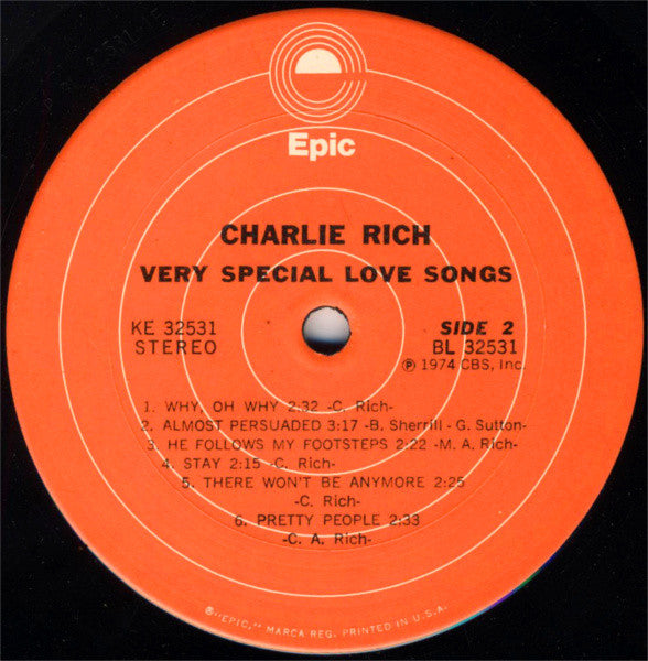 Charlie Rich : Very Special Love Songs (LP,Album)