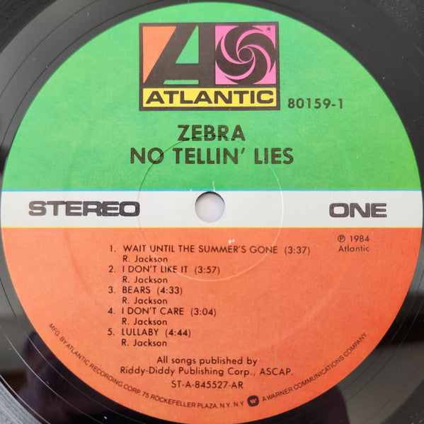 Zebra (8) : No Tellin' Lies (LP,Album)