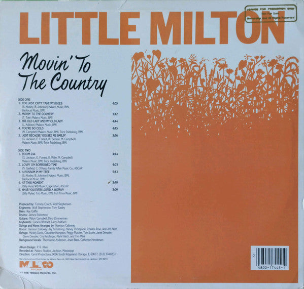 Little Milton : Movin' To The Country (LP,Album)