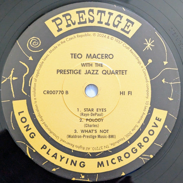 Teo Macero With Prestige Jazz Quartet, The : Teo (LP,Album,Club Edition,Reissue,Remastered,Mono)