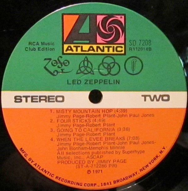 Led Zeppelin : Untitled (LP,Album,Club Edition)