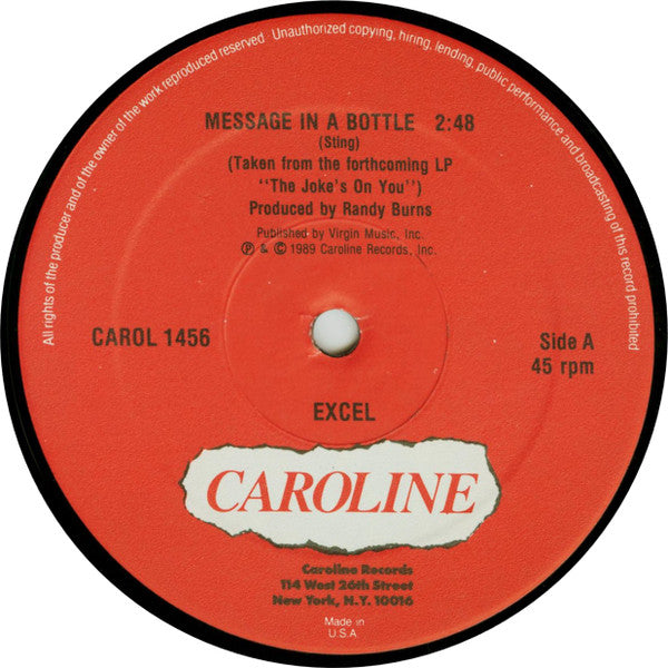 Excel (3) : Message In A Bottle (12",45 RPM,Maxi-Single)