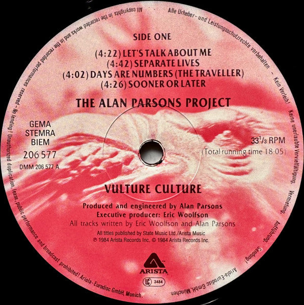 Alan Parsons Project, The : Vulture Culture (LP,Album,Stereo)