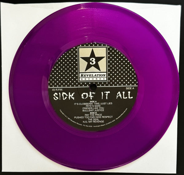 Sick Of It All : Sick Of It All (7",45 RPM,Limited Edition,Repress)