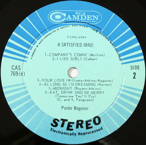 Porter Wagoner : A Satisfied Mind (LP,Album,Compilation,Stereo)