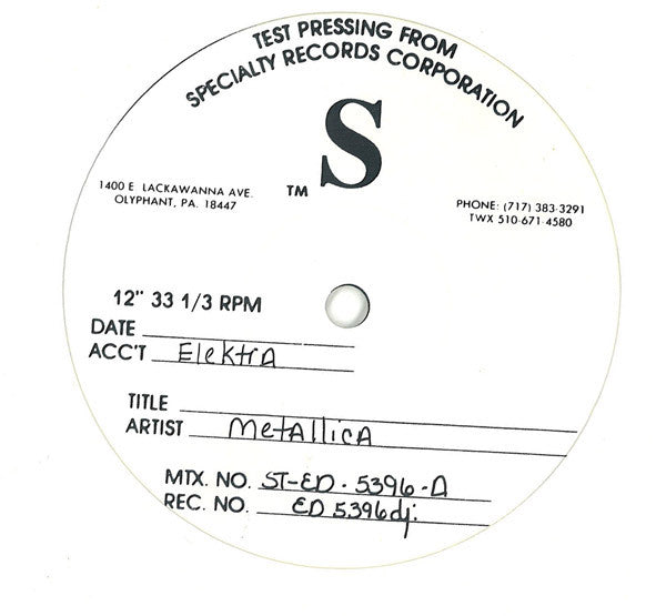 Metallica : ...And Justice For All (12",33 ⅓ RPM,Single,Test Pressing)
