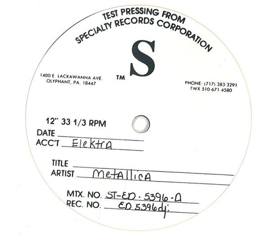 Metallica : ...And Justice For All (12",33 ⅓ RPM,Single,Test Pressing)